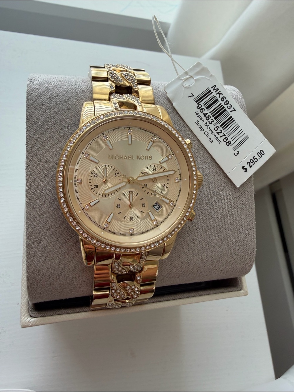 Michael Kors Gold-Tone Crystal Accent Chronograph Bracelet Watch